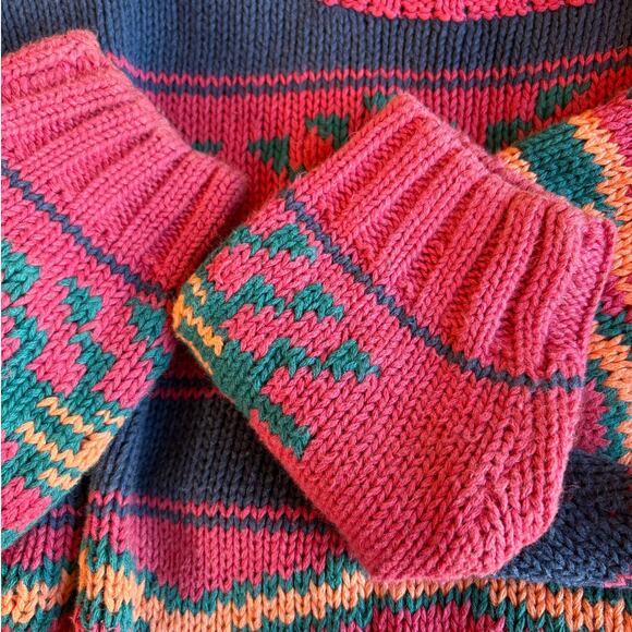 Vintage Nuovo Southwest " Aztec " Chunky Knit Sweater Cottage 80's Americana s L - Picture 9 of 10